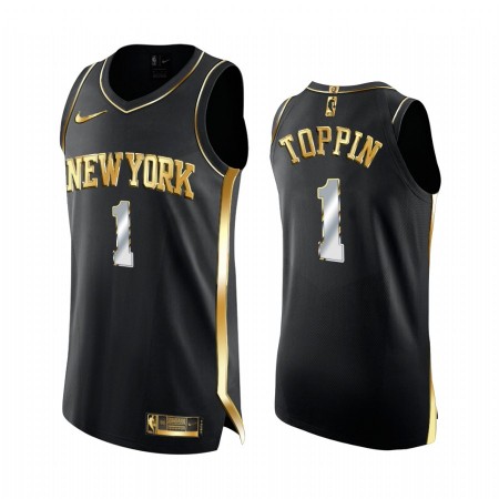 Herren NBA New York Knicks Trikot Obi Toppin 1 2020-21 Schwarz Golden Edition Swingman